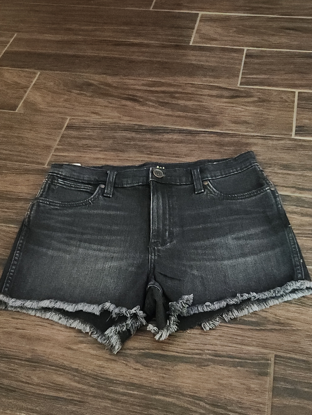 Women's Black Frayed Hem Denim Shorts